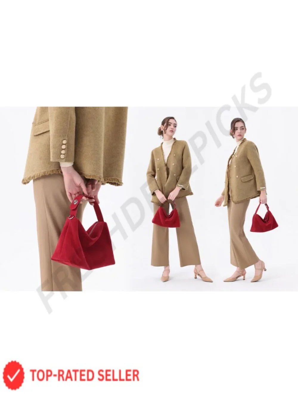 Suede Leather Tote Bag Women Crossbody Shoulder Satchel Hobo Purse w/
